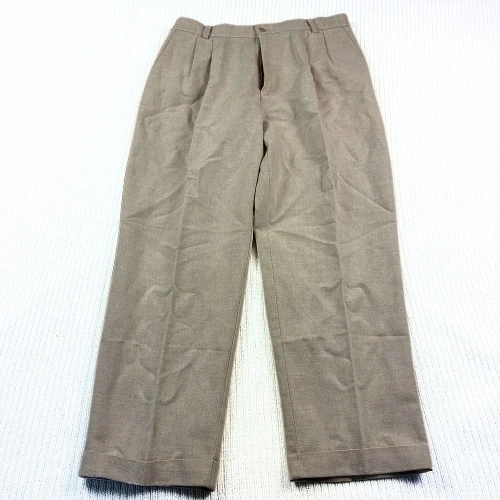 Dockers VTG Linen Cotton Blend Khakis Pants Pleated 37 x 29 (Tagged 38 x 30) 90s